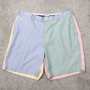 Brooks Brothers Chino Shorts Mens 38 Blue, Green, Pink, Yellow Colorblock Cotton